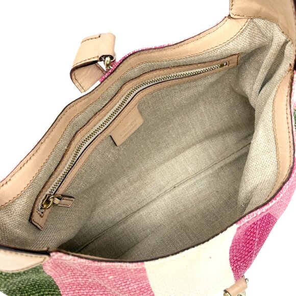 GUCCI Vintage Jackie Stripe Multicolor Shoulder Hobo Bag Handbag Beige [106050] - Picture 10 of 14